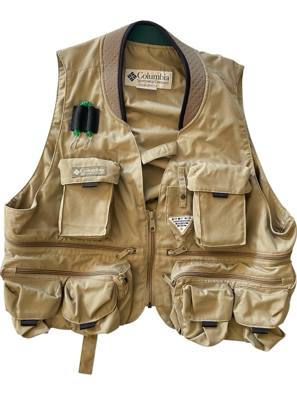 Columbia Men’s Large Beige Fishing Vest Multi-pocket